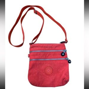 Kipling Keiko Red Keiko Small Crossbody Bag Purse Three 3 Zippers